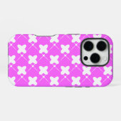 Patroonontwerp in roze en wit iPhone hoesje (Achterkant horizontaal)