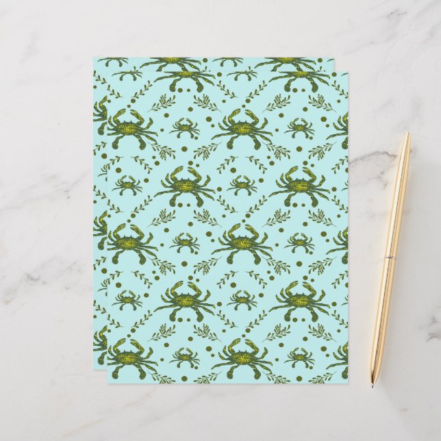 Patroonontwerp met aquatische krabben (Voorkant / Achterkant in situ)