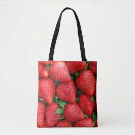 Patroonontwerp rode aardbeien tote bag