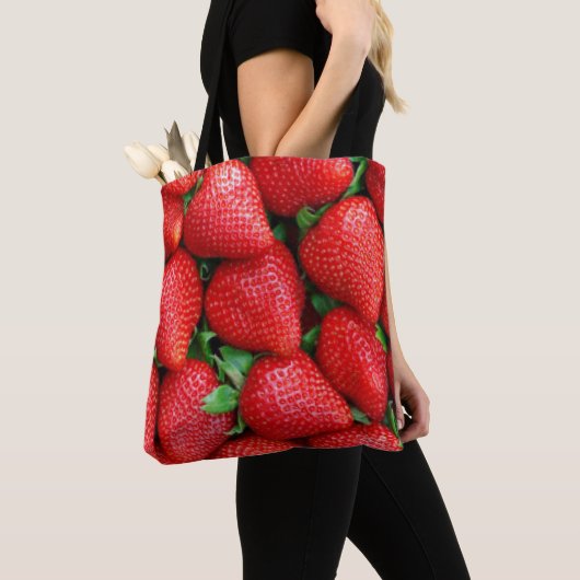 Patroonontwerp rode aardbeien tote bag (Dichtbij)