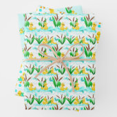 patroonpartij met schattige eend inpakpapier vel (In situ)