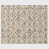 Patroonpastelgoud van de vleur-de-lis-patroon cadeaupapier (Vlak)