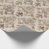 Patroonpastelgoud van de vleur-de-lis-patroon cadeaupapier (Hoek)