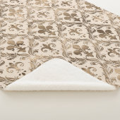 Patroonpastelgoud van de vleur-de-lis-patroon sherpa deken (3/4)