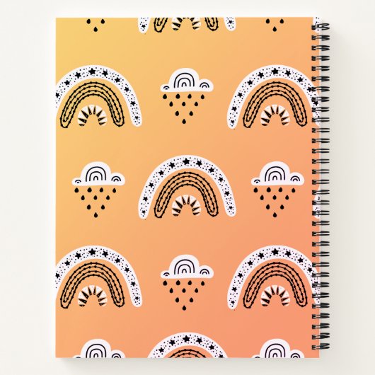 Patroonregenbogen op geel Notitieboek (Achterkant)