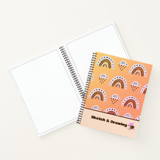 Patroonregenbogen op geel Notitieboek (Binnen)