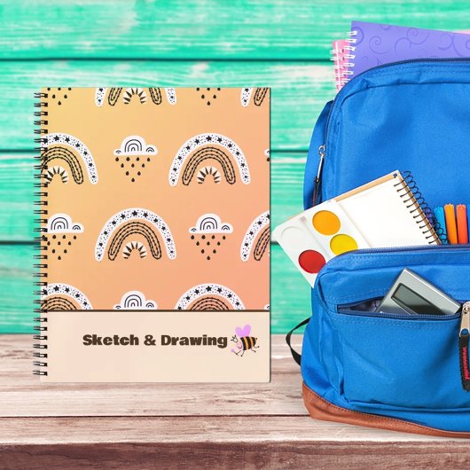 Patroonregenbogen op geel Notitieboek