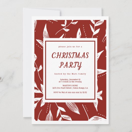  patroonrood en wit kerstfeest kaart (Voorkant)