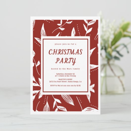  patroonrood en wit kerstfeest kaart (Staand voorkant)