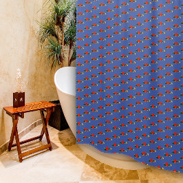 Patroonrood - geel wildbloemblauw Showgordijn Douchegordijn