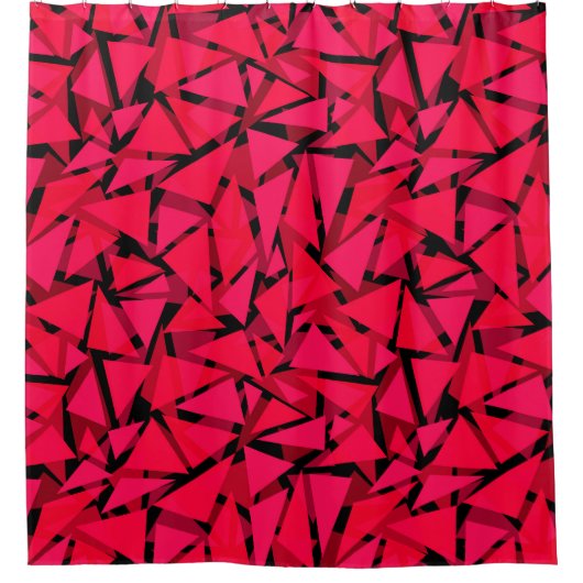 patroonrood, geometrisch, abstract douchegordijn (Voorkant)