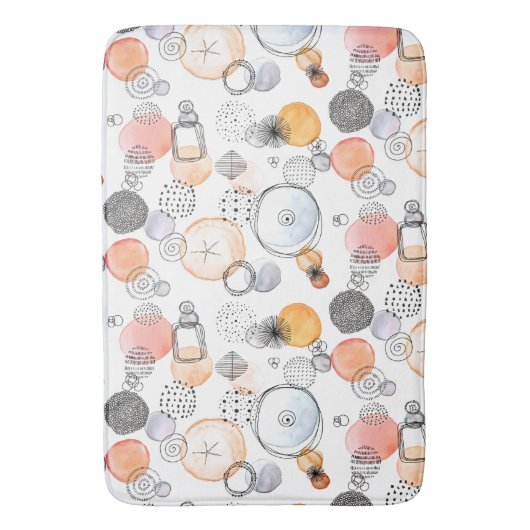  Patroonroze en blauw Abstract Badmat (Voorkant Verticaal)