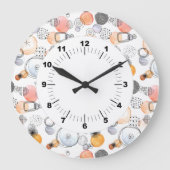  Patroonroze en blauw Abstract Grote Klok (Voorkant)