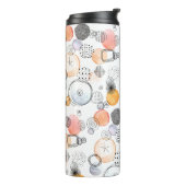  Patroonroze en blauw Abstract Thermosbeker (Gedraaid links)