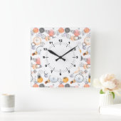  Patroonroze en blauw Abstract Vierkante Klok (Huis)