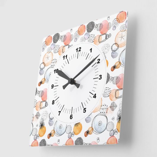  Patroonroze en blauw Abstract Vierkante Klok (Hoek)