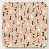 Patroonroze katten bier onderzetter (Voorkant)