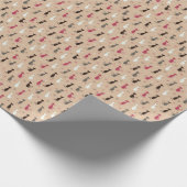 Patroonroze katten cadeaupapier (Hoek)