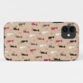 Patroonroze katten Case-Mate iPhone case (Achterkant (horizontaal))