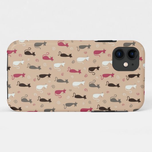 Patroonroze katten Case-Mate iPhone case (Achterkant (horizontaal))