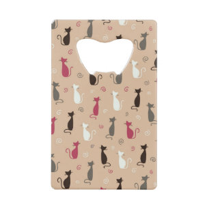Patroonroze katten creditkaart flessenopener
