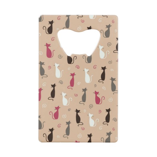 Patroonroze katten creditkaart flessenopener (Voorkant)