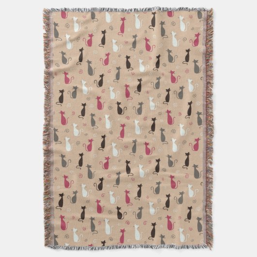 Patroonroze katten deken (Voorkant Verticaal)