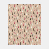 Patroonroze katten fleece deken (Voorkant)