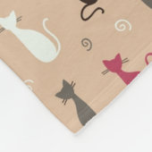 Patroonroze katten fleece deken (Hoek)