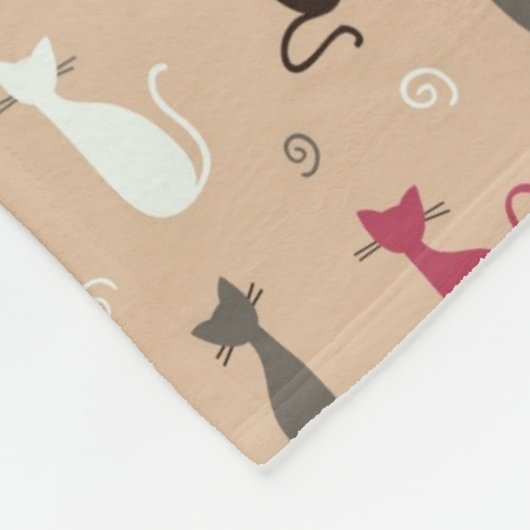 Patroonroze katten fleece deken (Hoek)