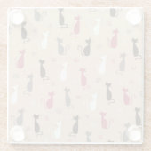 Patroonroze katten glazen onderzetter (Achterkant)