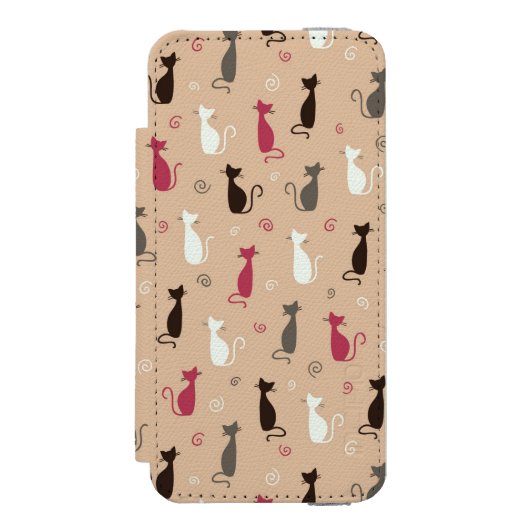 Patroonroze katten incipio iPhone portemonnee hoesje (Voorkant Agenda)