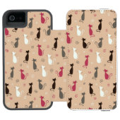 Patroonroze katten incipio iPhone portemonnee hoesje (Agenda Open)
