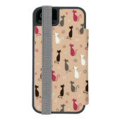 Patroonroze katten incipio iPhone portemonnee hoesje (Agenda Achterkant)