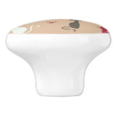 Patroonroze katten keramische knop (Zijkant)