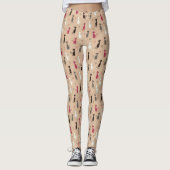 Patroonroze katten leggings (Voorkant)