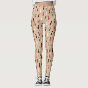 Patroonroze katten leggings