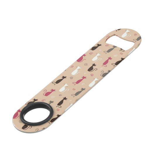 Patroonroze katten speed flessenopener (Achterkant Gekanteld)