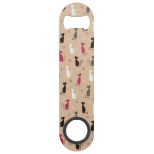 Patroonroze katten speed flessenopener
