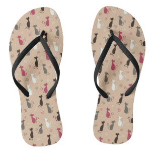 Patroonroze katten teenslippers