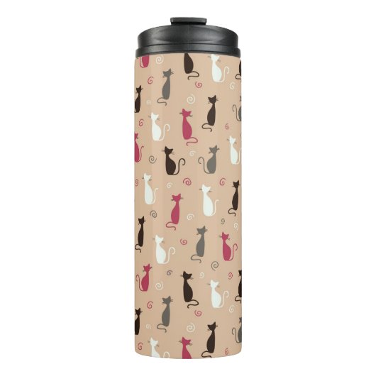 Patroonroze katten thermosbeker (Voorkant)