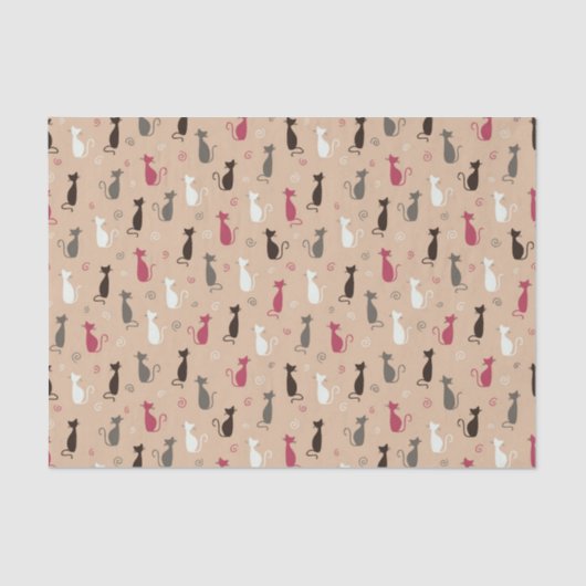 Patroonroze katten tissuepapier (Voorkant)