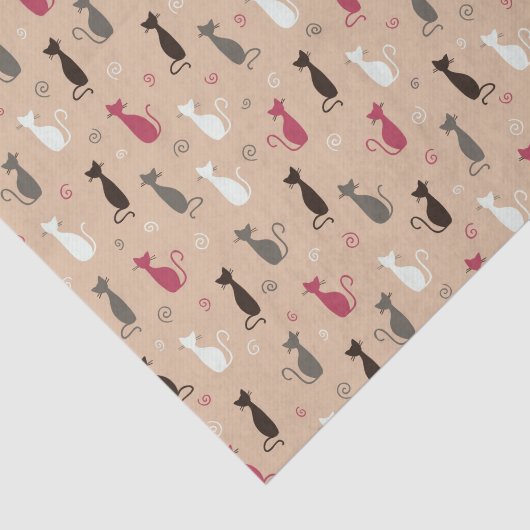 Patroonroze katten tissuepapier (Detail)