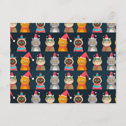 Patroonschatbare kat kerstmis, Meow Kerstmis Briefkaart (Voorkant)