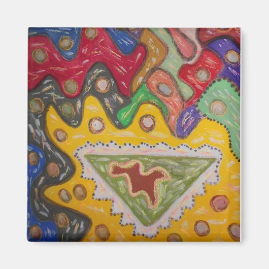 Patroonschilderij Aboriginal type Magneet (Voorkant)