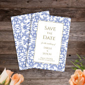 Patroonsteen Blauw Bruiloft Save the Dates Kaart