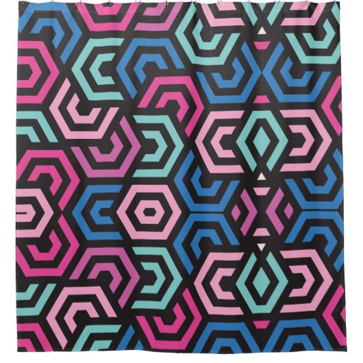 Patroonstijlvol Matig Mode Geometrisch kleurrijk Douchegordijn (Voorkant)