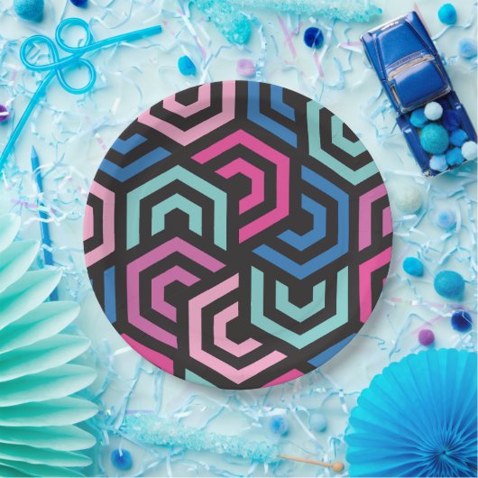 Patroonstijlvol Matig Mode Geometrisch kleurrijk Papieren Bordje (Feest)