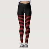 Patroonstrips met zwarte en rode strepen leggings (Voorkant)
