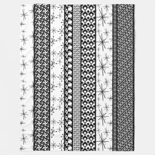 Patroonstrips voor zwart-wit Retro 1 Fleece Deken (Voorkant)